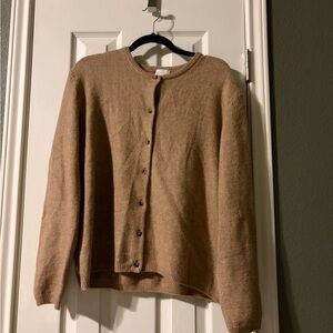 H&M Tan Button-Front Crewneck Cardigan